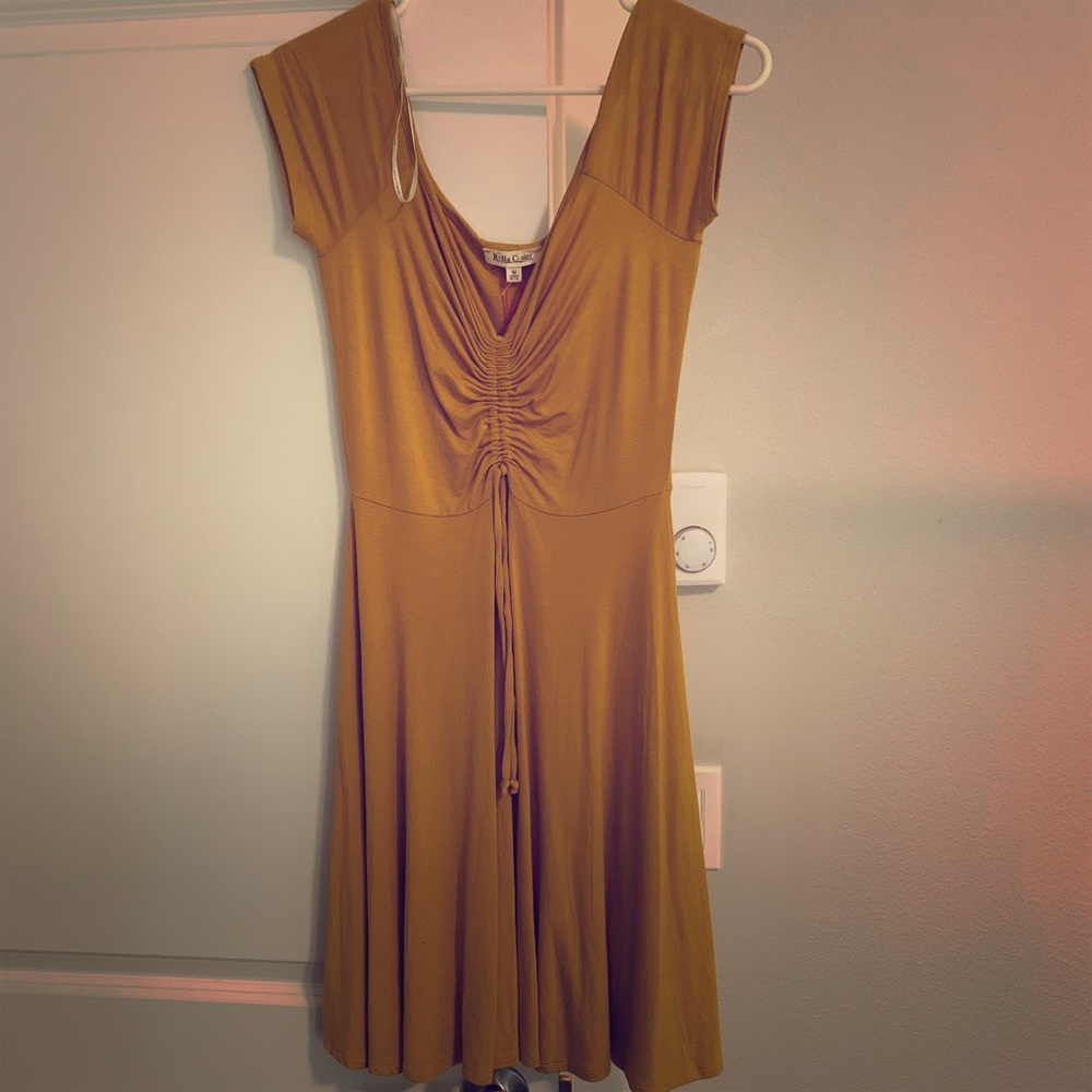 Mustard yellow mini dress